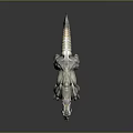 Game and Movie Character Mythical Creature With White Scaly Skin Horned Head And Sharp Claws