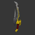 Ornate Gold Silver Sword With Red Wrapped Hilt And Sharp Decorative Blade