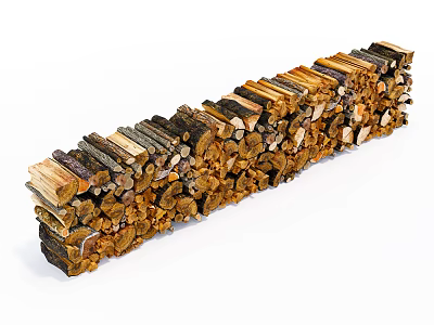 Natural Stone And Wood Stacked Logs With Rustic Texture And Organic Design 3d model