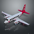 Small Silver Airplane With Red Tail Propellers Landing Gear Windows And Logo