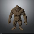 Realistic Muscular Ape 3D Model in Standing Posture with Gray Background 3d model