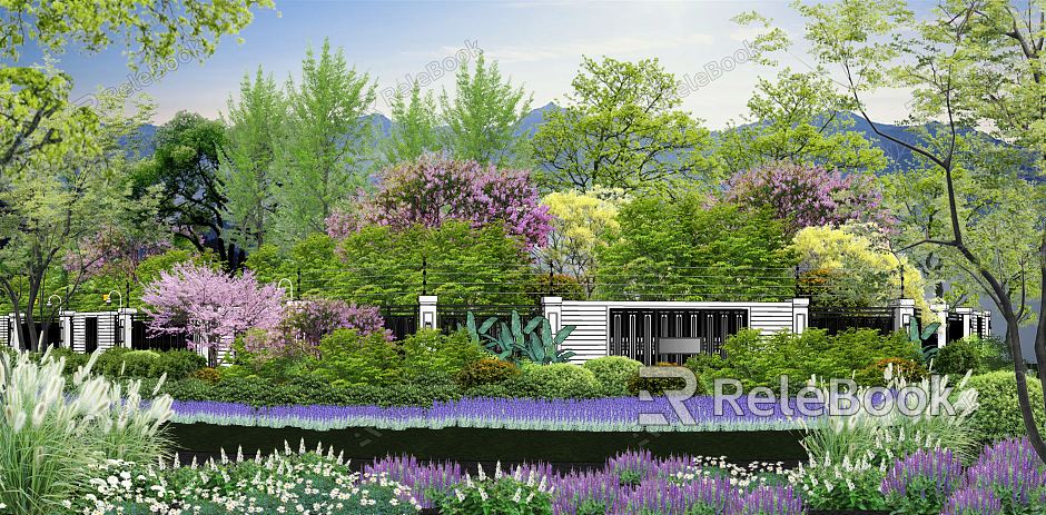 Modern Landscape Landscape Plant Combination Flower Border Plant Group Shrub Greening model