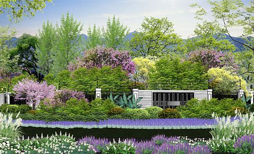 Modern Landscape Plant Combination Flower Border Plant Group Shrub Greening 3d model