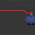 Industrial Valve With Blue Body Red Handle And Metal Components