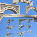 Ornamental Decorative Components With Carved Arched Shapes And Intricate Corner Patterns 3d model