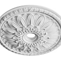Ornate Circular Ceiling Medallion Featuring Floral Relief Pattern And Central Light Hole 3d model
