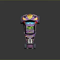 Purple Custom Car With Cartoon Patterns Green Dinosaur Pink Mushroom And Turbocharger