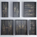 New Chinese style double-door Xiangyun single-door combination 3d model