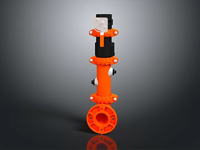 Orange Industrial Valve With Black White Components And Flange Structure 3d model