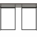 Modern Rectangular Dining Table With Dark Wooden Top And Black Metal Frame