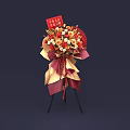 Elegant Vibrant Floral Arrangement with Mixed Flowers Red Greeting Card Tripod Stand for Grand Opening