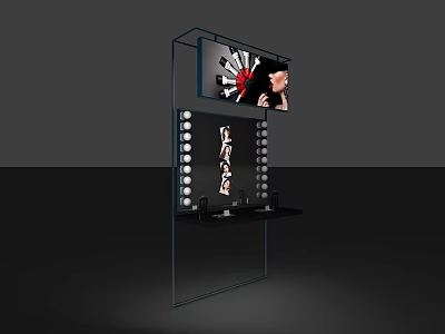 Modern Perfume Cosmetics Display Stand With Transparent Shelves And Advertising Screen 3d model
