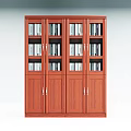 Classic Wooden Bookcase With Multiple Glass And Wooden Doors Filled With Books For Home Office