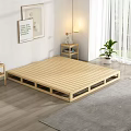 Minimalist Bedroom Interior With Wooden Platform Bed Nightstand Table Lamp And Plant
