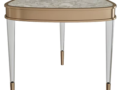 Elegant Modern Side Table with Marble Top Gold Frame and Transparent Acrylic Legs 3d model