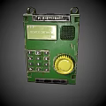 Green Industrial Remote Control Device With Yellow Knob And Keypad Panel