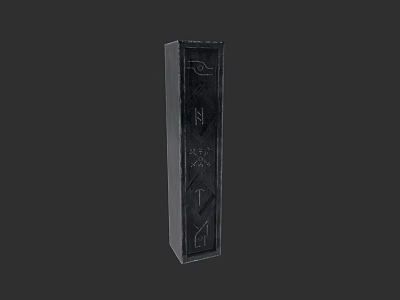 Elegant Black Decorative Pillar Featuring Intricate Carvings And Geometric Patterns 3d model