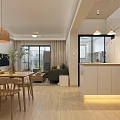 Modern Open Concept Living Dining Room Interior With Sofa Coffee Table Dining Table And Chairs