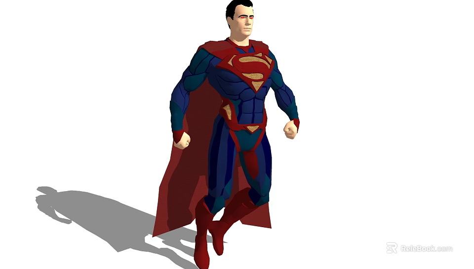 Superman Game Movie Character With Red Blue Costume S Symbol Chest Red Cape Muscular Design 3d model 