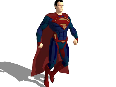 Superman Game Movie Character With Red Blue Costume S Symbol Chest Red Cape Muscular Design 3d model