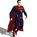 Superman Game Movie Character With Red Blue Costume S Symbol Chest Red Cape Muscular Design