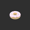 Delicious Donut With Pink Frosting And Colorful Sprinkles On Black Background