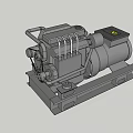 Industrial Mechanical Device Featuring Motor Pipes Warning Sign And Metal Base