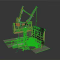 Industrial Construction Equipment With Crane Platform Stacked Boxes And Structural Parts