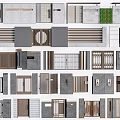 Building Exterior Wall Design Ideas Featuring Various Gates Decorative Panels And Materials 3d model