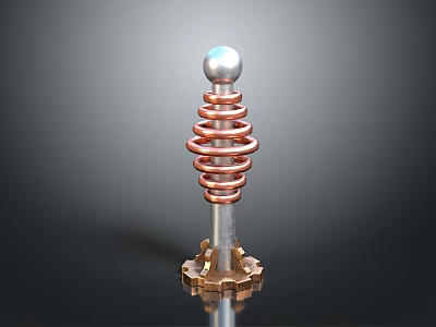 Mechanical Component Structure With Silver Ball Copper Coil Spring And Gear Base 3d model