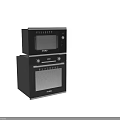 Modern Black Kitchen Appliances With Stacked Microwave And Oven Design Units