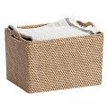 Brown Woven Storage Basket With Gray Cloth For Home Organization