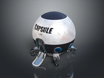 Space Capsule With White Black Exterior And Landing Legs For Cosmic Exploration 3d model