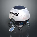 Space Capsule With White Black Exterior And Landing Legs For Cosmic Exploration