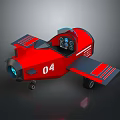 Red Airplane Model Number 04 With Cockpit Wings And Wheels 3d model