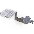 Building Structure With Metal Frame And Modular Gray Panel Components