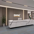 Stylish Modern Marble Office Reception Desk With Brand Logo Wall And Elegant Business Interior Design