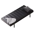 Black Leather Sofa Bench With Soft Pillows And Decorative Blanket For Living Room Decor