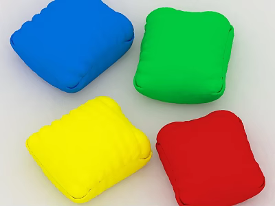 Colorful Square Cushions in Blue Green Yellow Red for Home Living Comfort 3d model