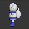 Cartoon Style Astronaut Game Character With White Blue Orange Outfit And Extended Arms