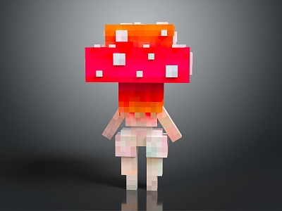 Modern game character mushroom man 3d model