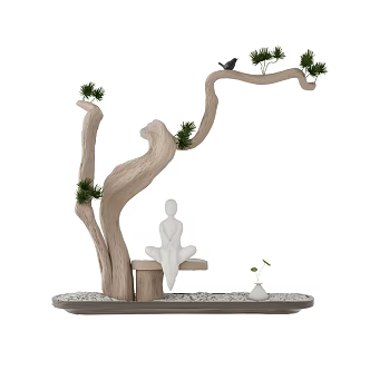 New Chinese Zen Tea Set Pine and Cypress Ornaments 3d model