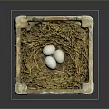 Three Fresh White Eggs On Straw Under Glass Cover On White Table