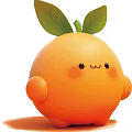 Cute Cartoon Orange Character With Smiling Face Blush Cheeks And Green Leaves