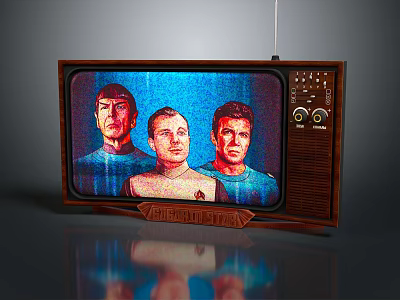 Vintage Television Displaying Star Trek Characters on Classic Screen 3d model