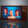 Vintage Television Displaying Star Trek Characters on Classic Screen