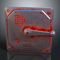 Old Rusty Red Metal Control Panel With Handle Grid And Screws