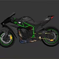 Sleek Black Motorcycle Featuring Green Accents And Modern Sporty Design Elements