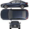Deep Blue Modern Sedan Car With Stylish Front Face Rear End And Alloy Wheels