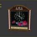 High Class Quartz Clock With Wooden Frame Carved Details And Rose Floral Decorations